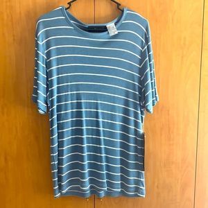 Sag Harbor Medium Short sleeve shirt blue stripes new with tags